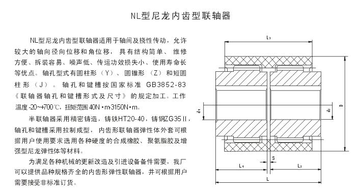 NL型尼龍內齒型聯軸器